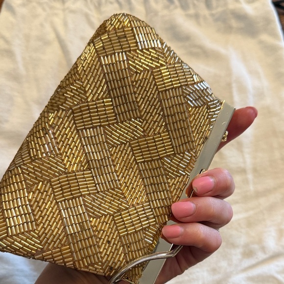 LK Bennett Metallic Woven Clutch with  Strap - Picture 4 of 4